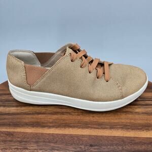 Fitflop Shoes Women's 7 Gold Houndstooth Lace Up Low Top Athletic Sneakers